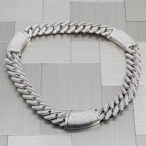 10K White Gold Men's Chocker With 34.26 CT Diamonds - OMI Jewelry