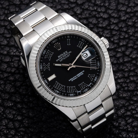 rolex datejust 41 black dial roman numerals