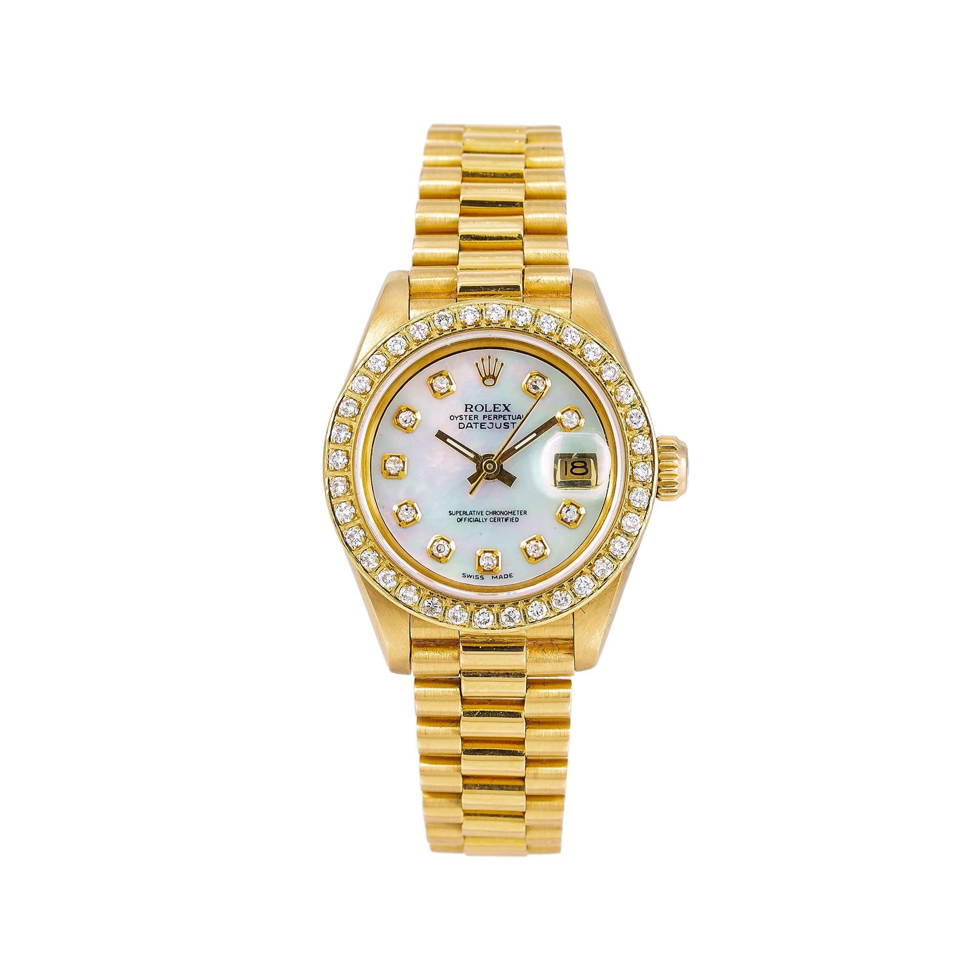 rolex ladies datejust mother of pearl diamond dial