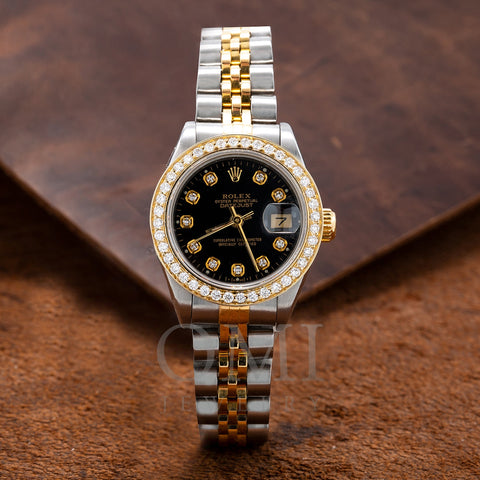 rolex datejust two tone black face