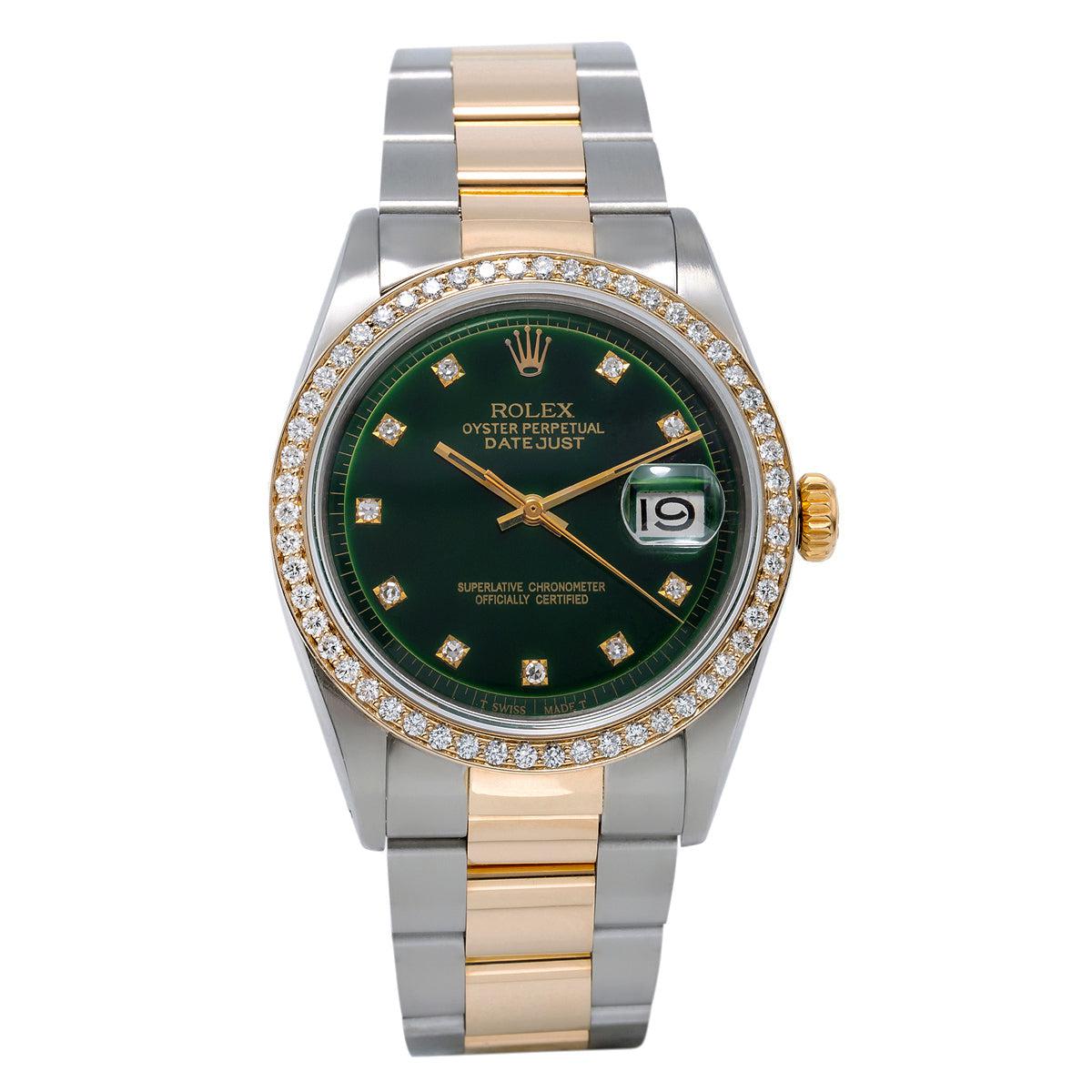 two tone rolex green face