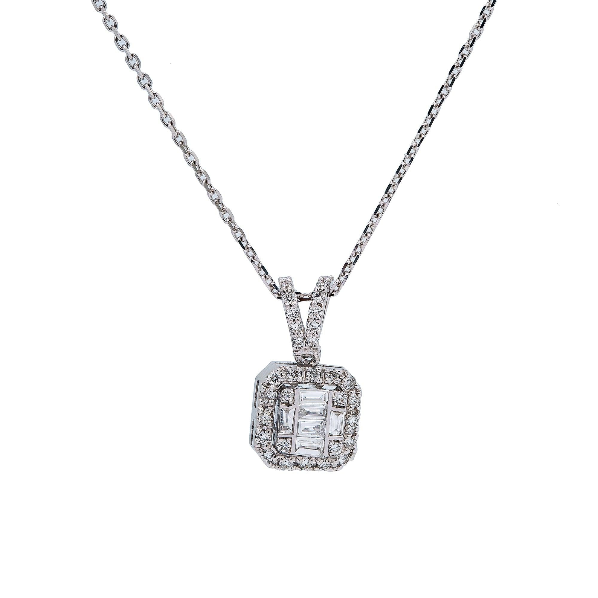 18K White Gold 0.30 CT Diamond Necklace - OMI Jewelry