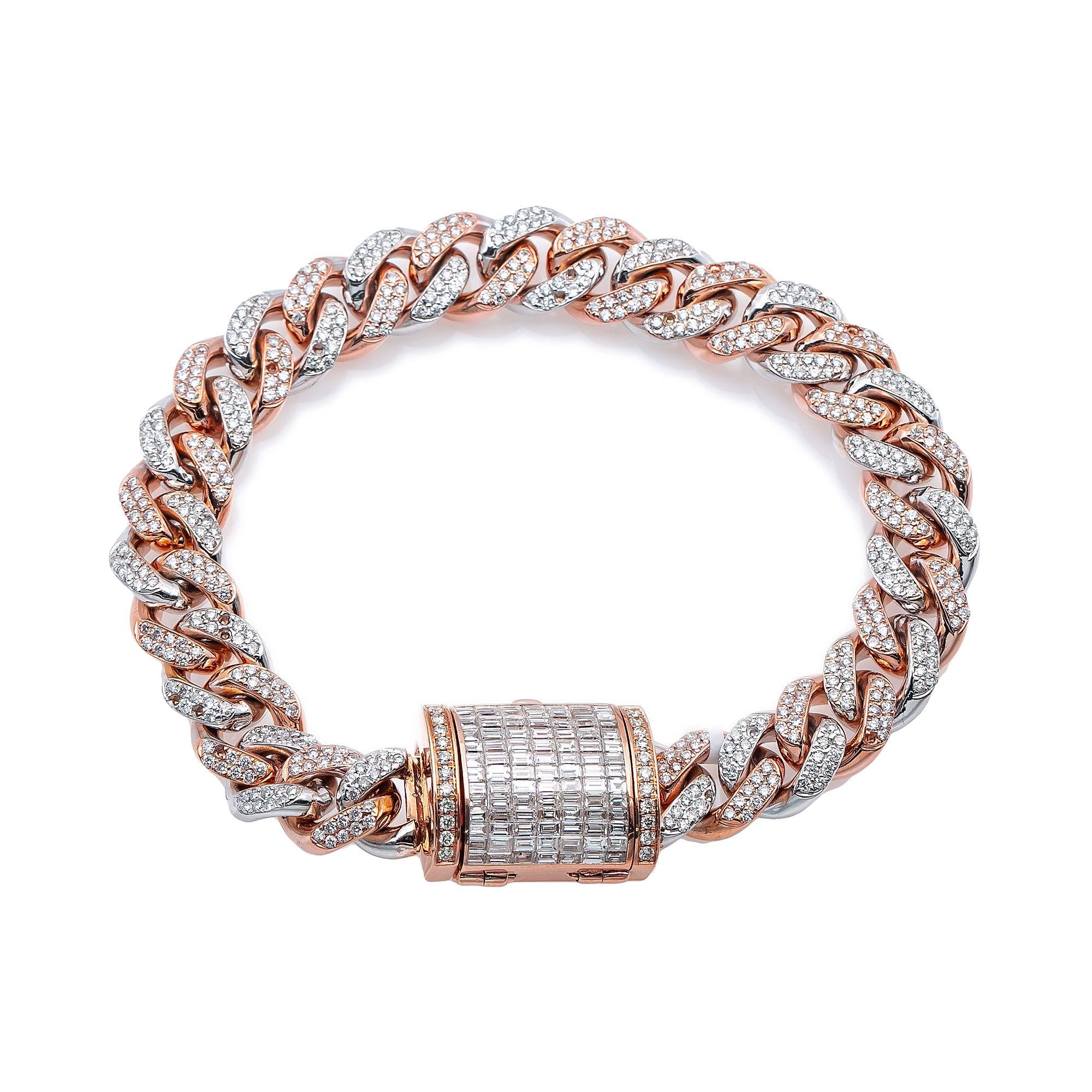 14k Two Tone Rose Gold 8610 Mens Diamond Bracelet Omi Jewelry