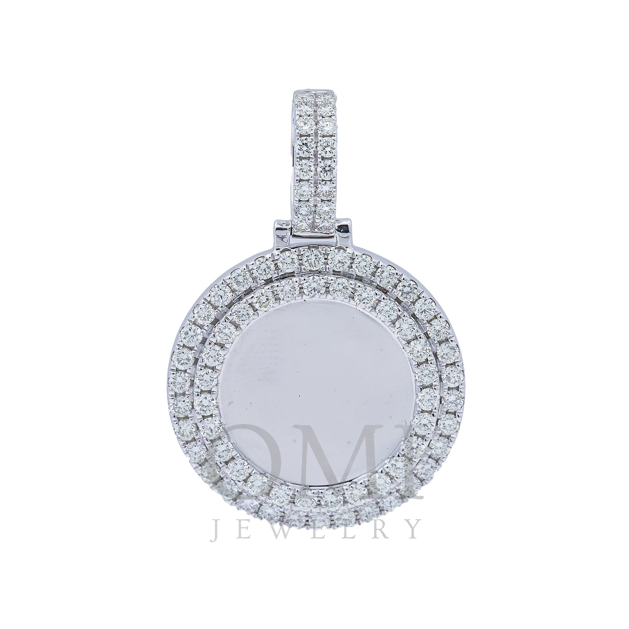 14K White Gold Diamond Circle Pendant - OMI Jewelry