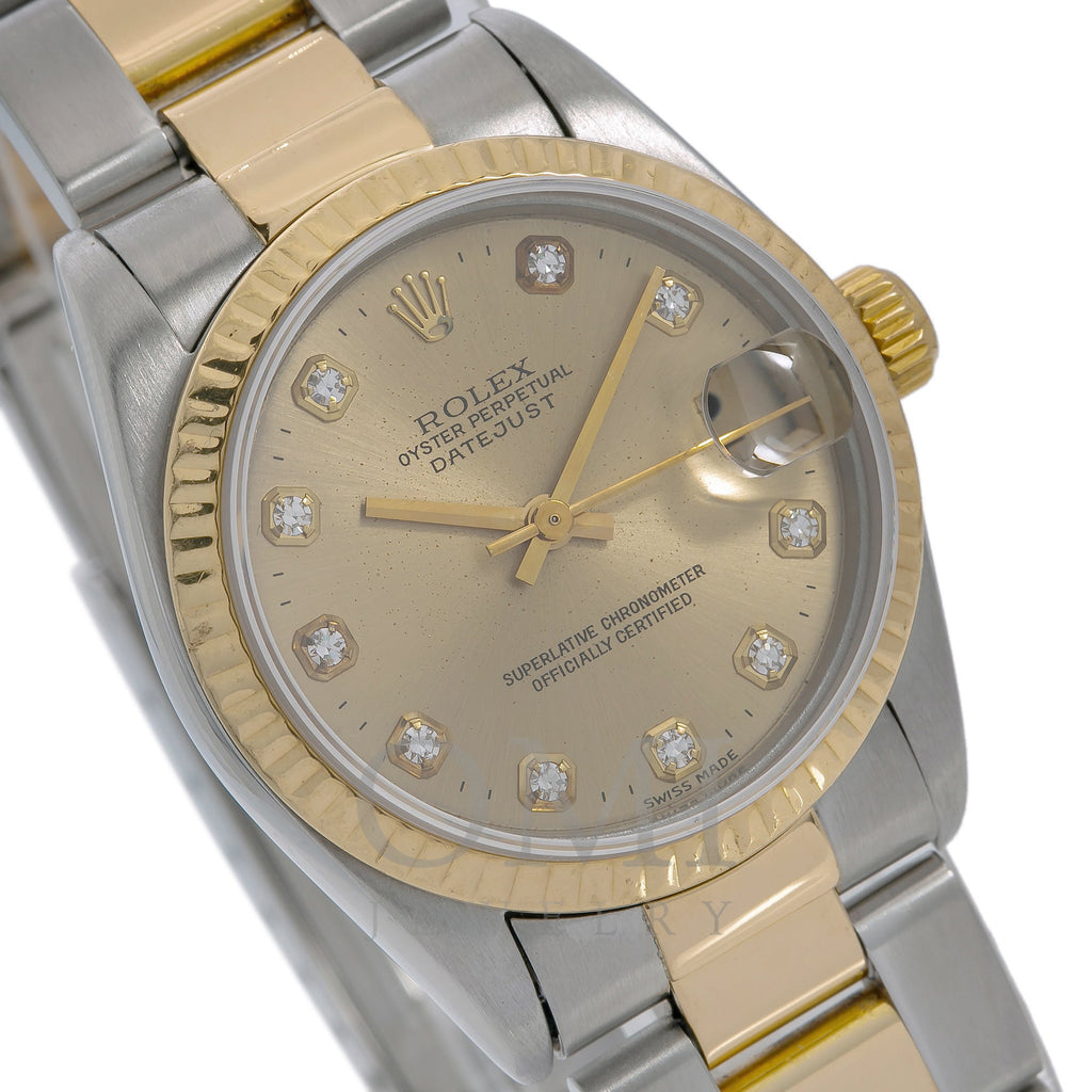Rolex Lady-Datejust Diamond Watch, 68273 31mm, Champagne Diamond Dial ...
