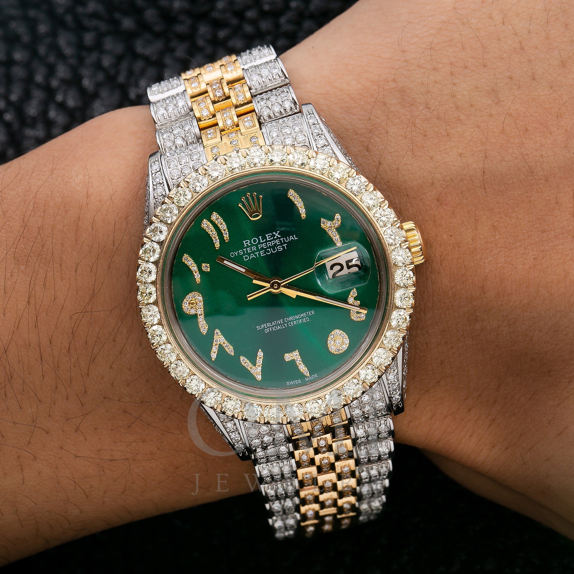 Rolex DateJust 1601 36MM Green Arabic Diamond With Two - OMI Jewelry