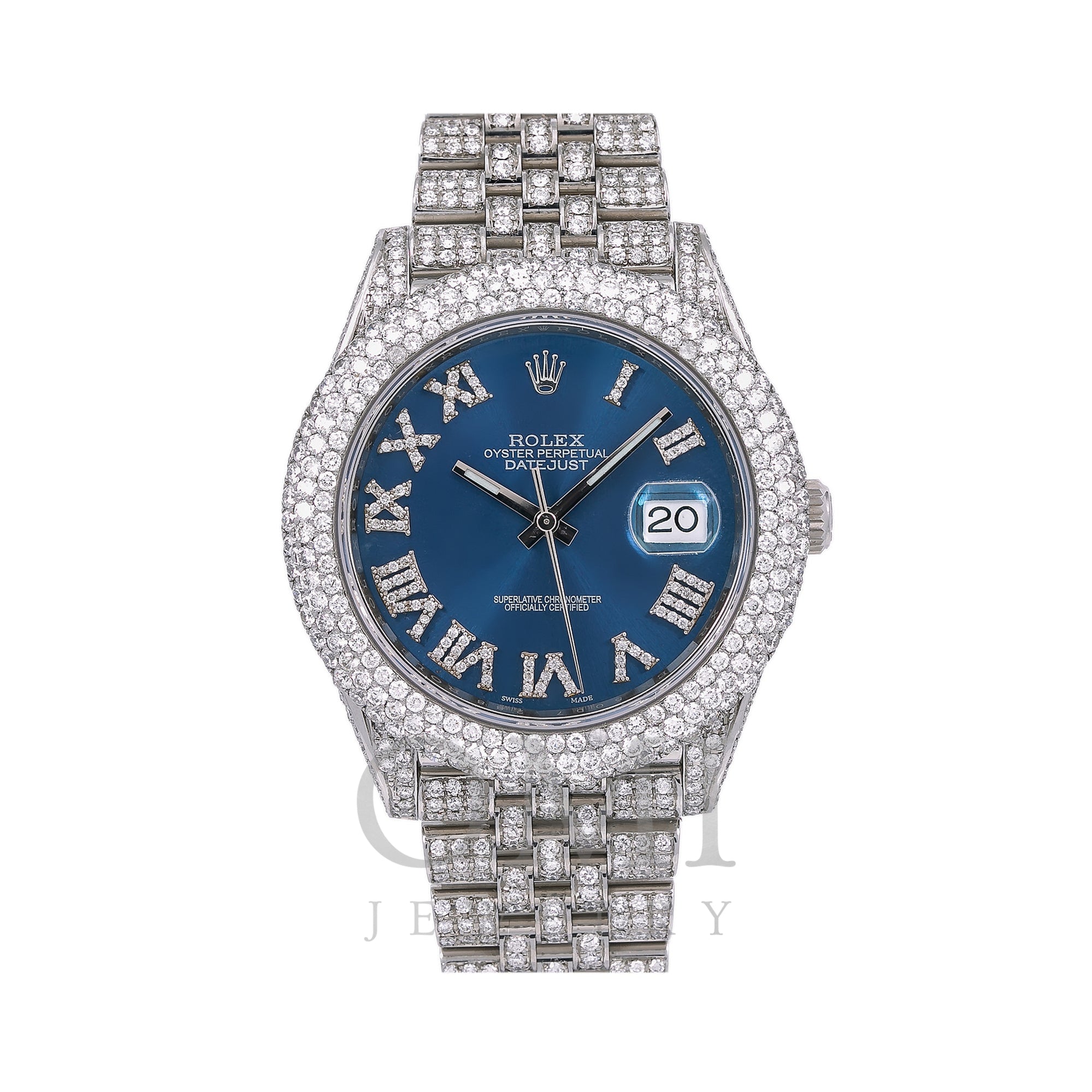 Rolex Datejust Diamond Watch, Blue Diamond Dial With Stai - OMI