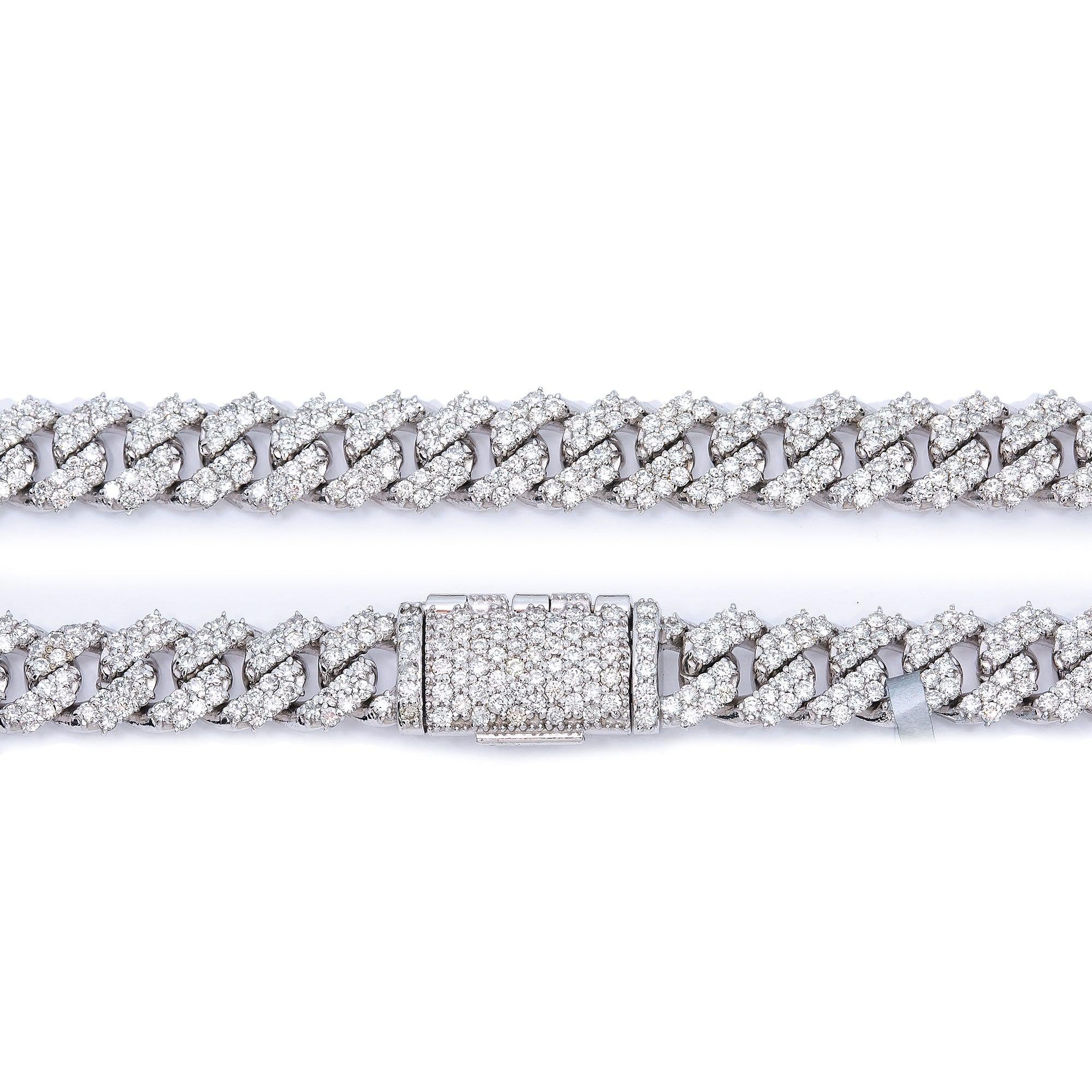 10K WHITE GOLD 22" | 7MM CUBAN CHAIN WITH 15.75 CT DIAMONDS