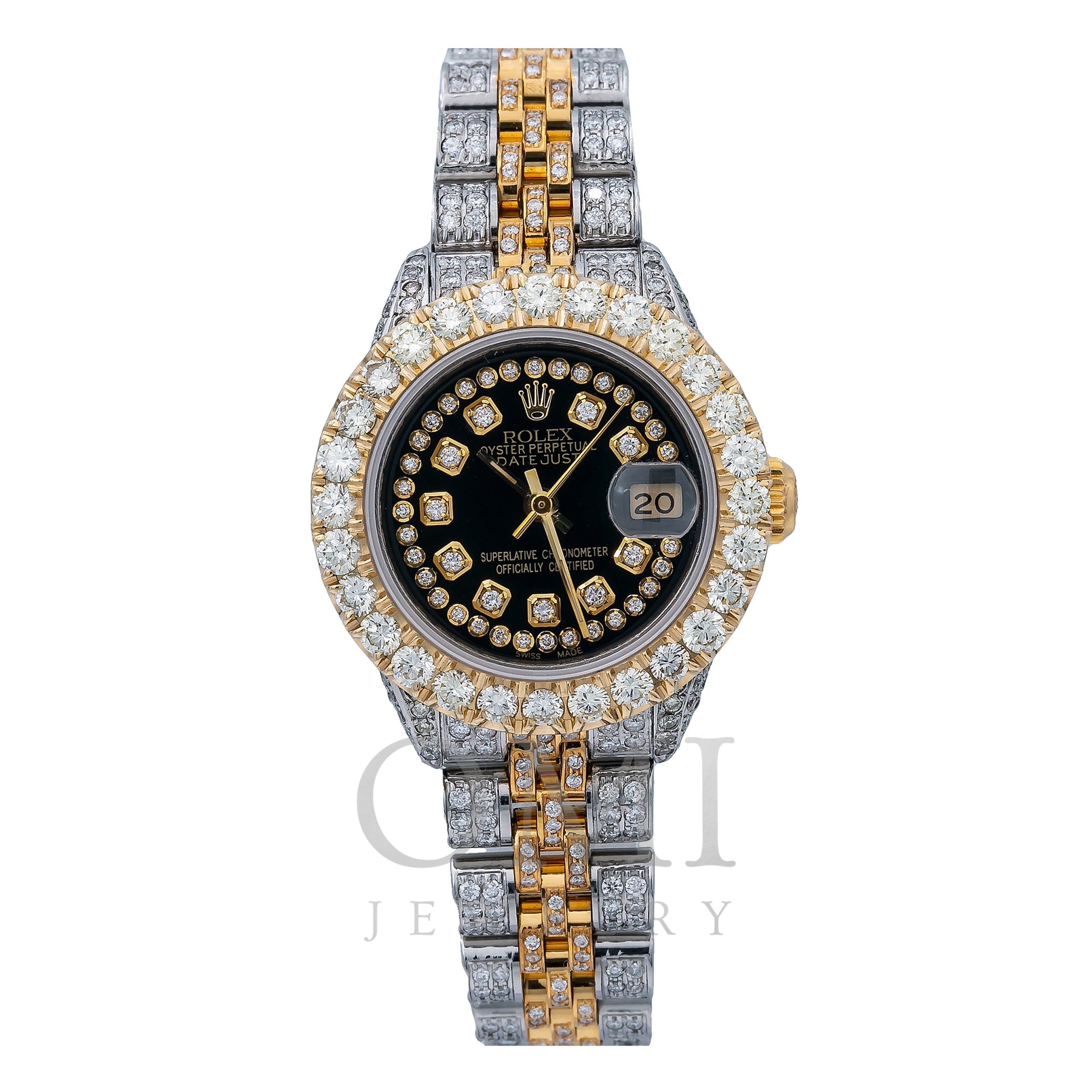 Out Rolex Datejust 26MM Black Diamond Dial With 5.25 CT - OMI Jewelry