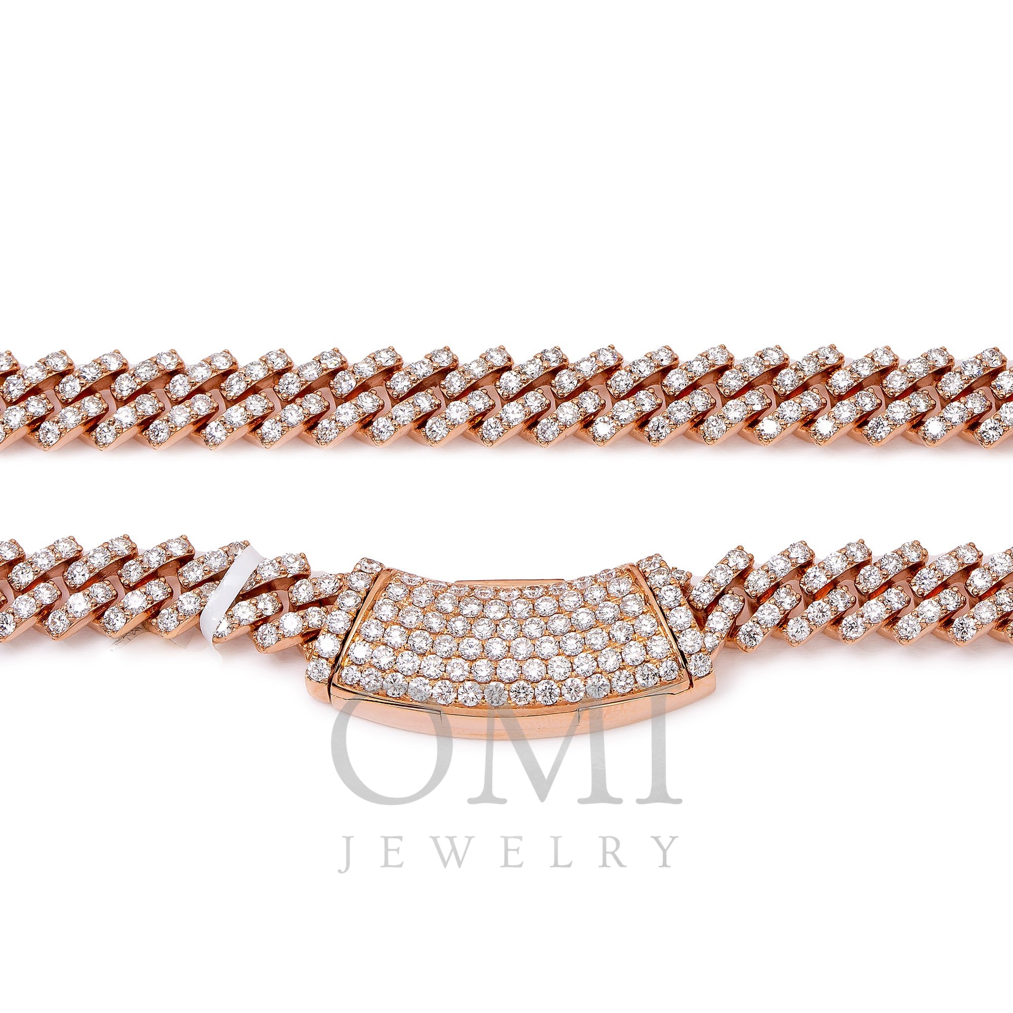 14K ROSE GOLD 22" | 8MM CUBAN CHAIN PRONG SET WITH 24.95 CT DIAMONDS