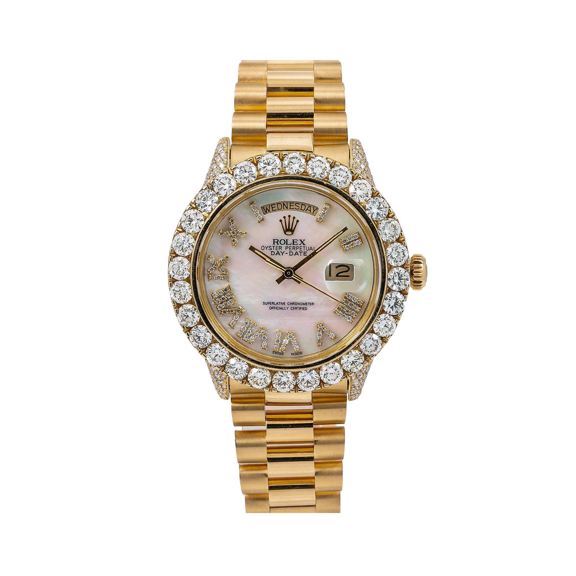 Rolex Day-Date Diamond Watch, 1803 36mm, White Mother of ...