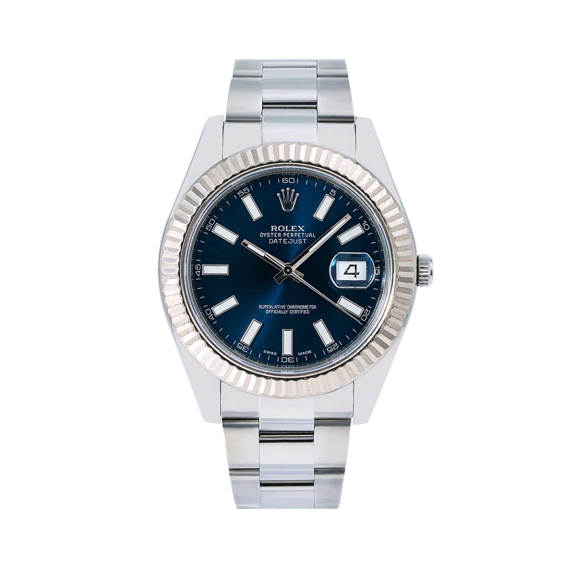 Rolex Datejust II 116334 41MM Blue Dial With Stainless Steel Oyster Br ...