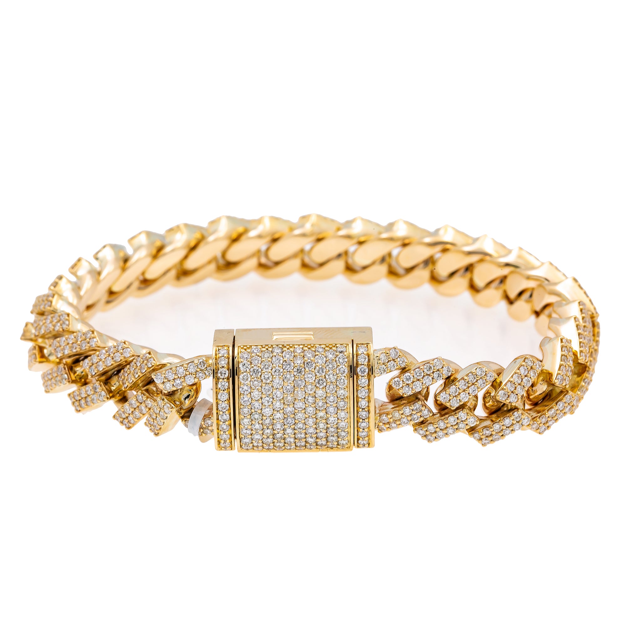 14K Yellow Gold Men's Custom Diamond Bracelet With 34.69 CT Diamonds ...