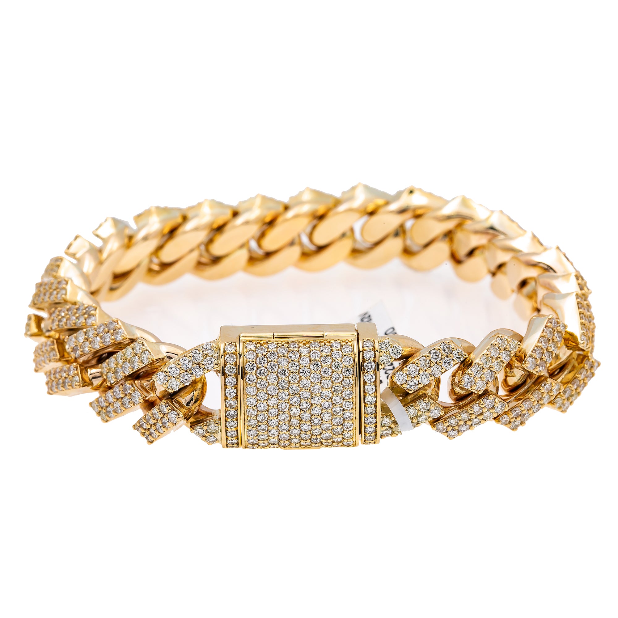 14K Yellow Gold Men's Custom Diamond Bracelet With 34.69 CT Diamonds ...