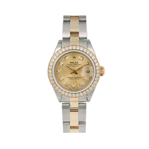 Rolex Lady-Datejust Diamond Watch, 6917 26mm, Champagne Diamond Dial W ...