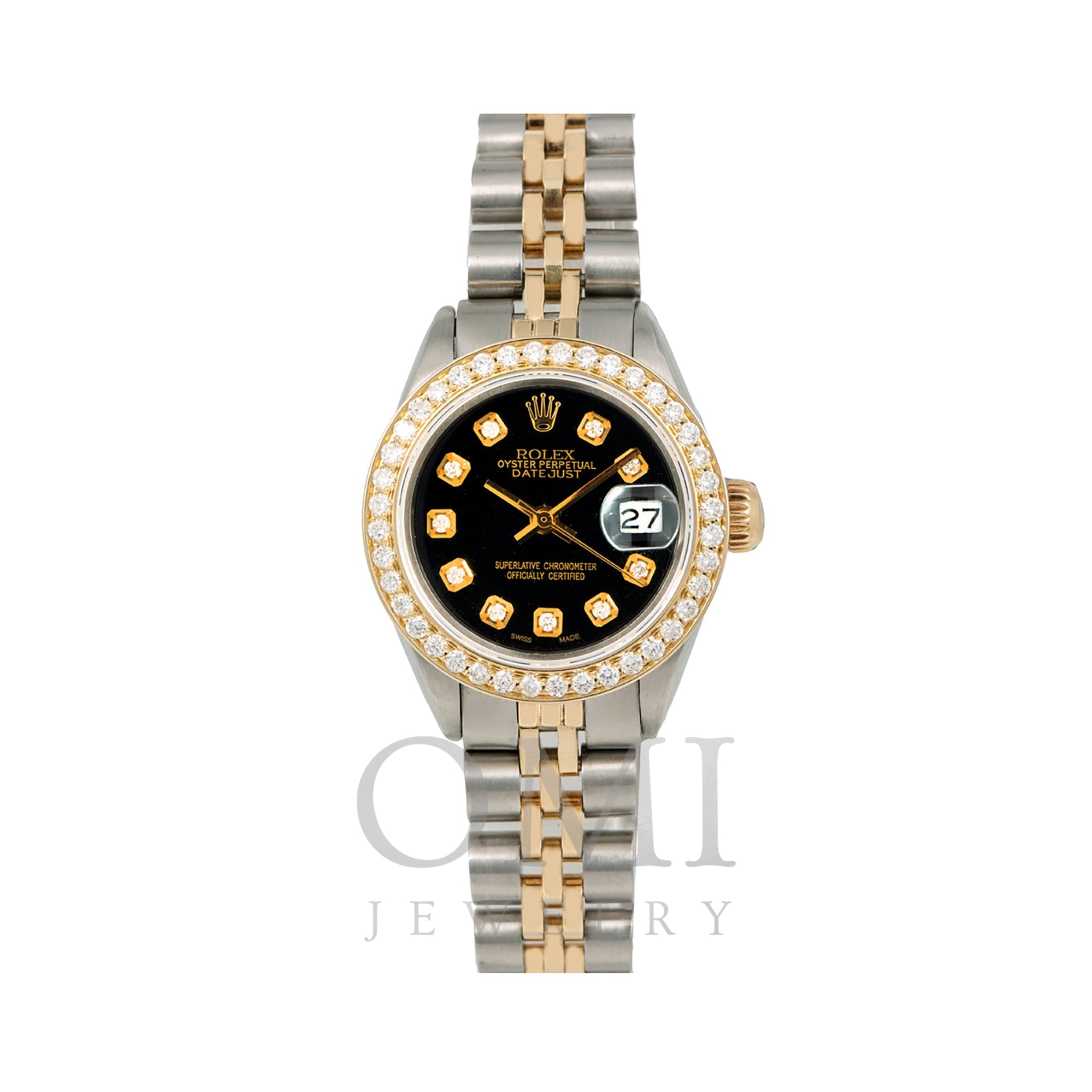 rolex oyster perpetual datejust black face with diamonds