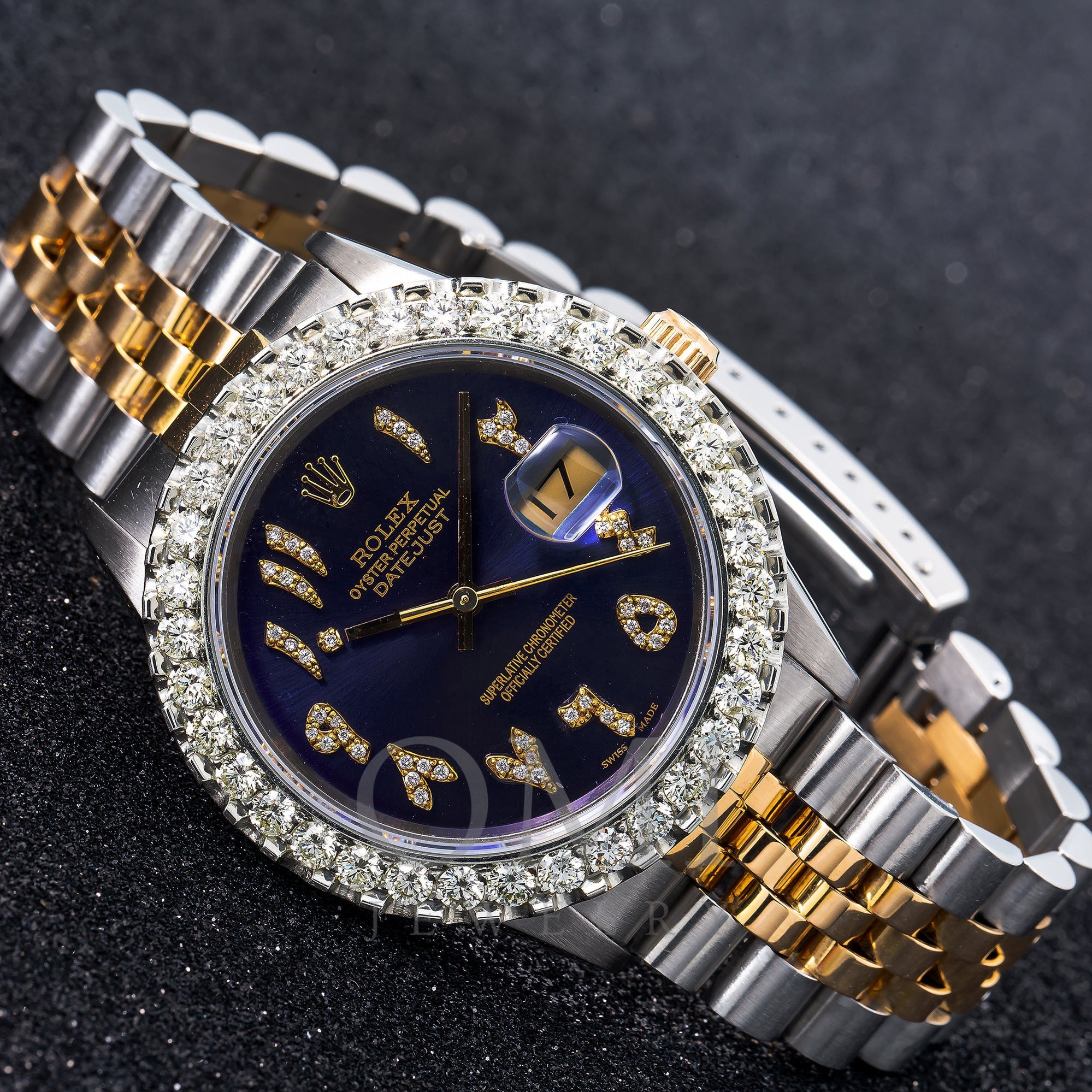 Rolex Datejust 16013 36MM Blue Diamond With Two Tone Jubilee Brac - OMI Jewelry