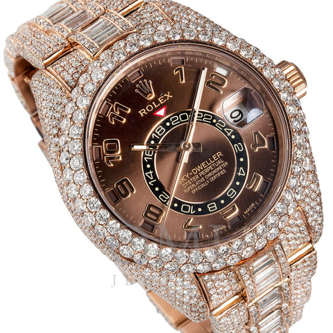 18K Rose Gold Rolex Diamond Watch, Sky 