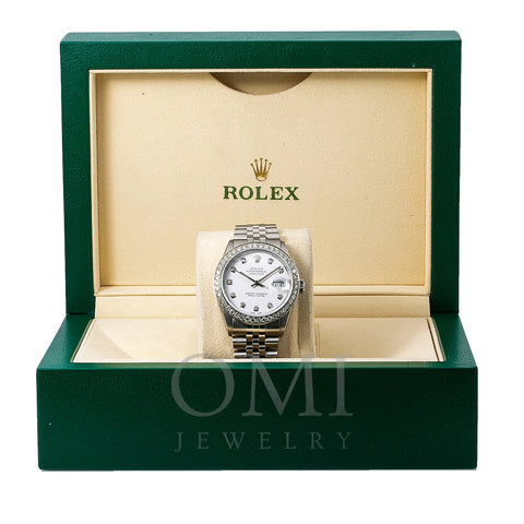Rolex Datejust Diamond Watch, 16000 36mm, White Diamond Dial With 1.40 ...