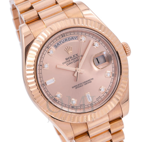 Rolex Day-Date II 218235 41MM Rose Gold Factory Diamond Dial Pres Jewelry