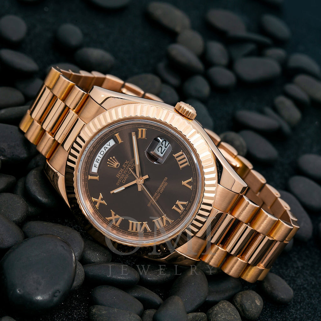 Rolex Day-Date II 218235 41MM Chocolate Dial With Rose Gold President ...