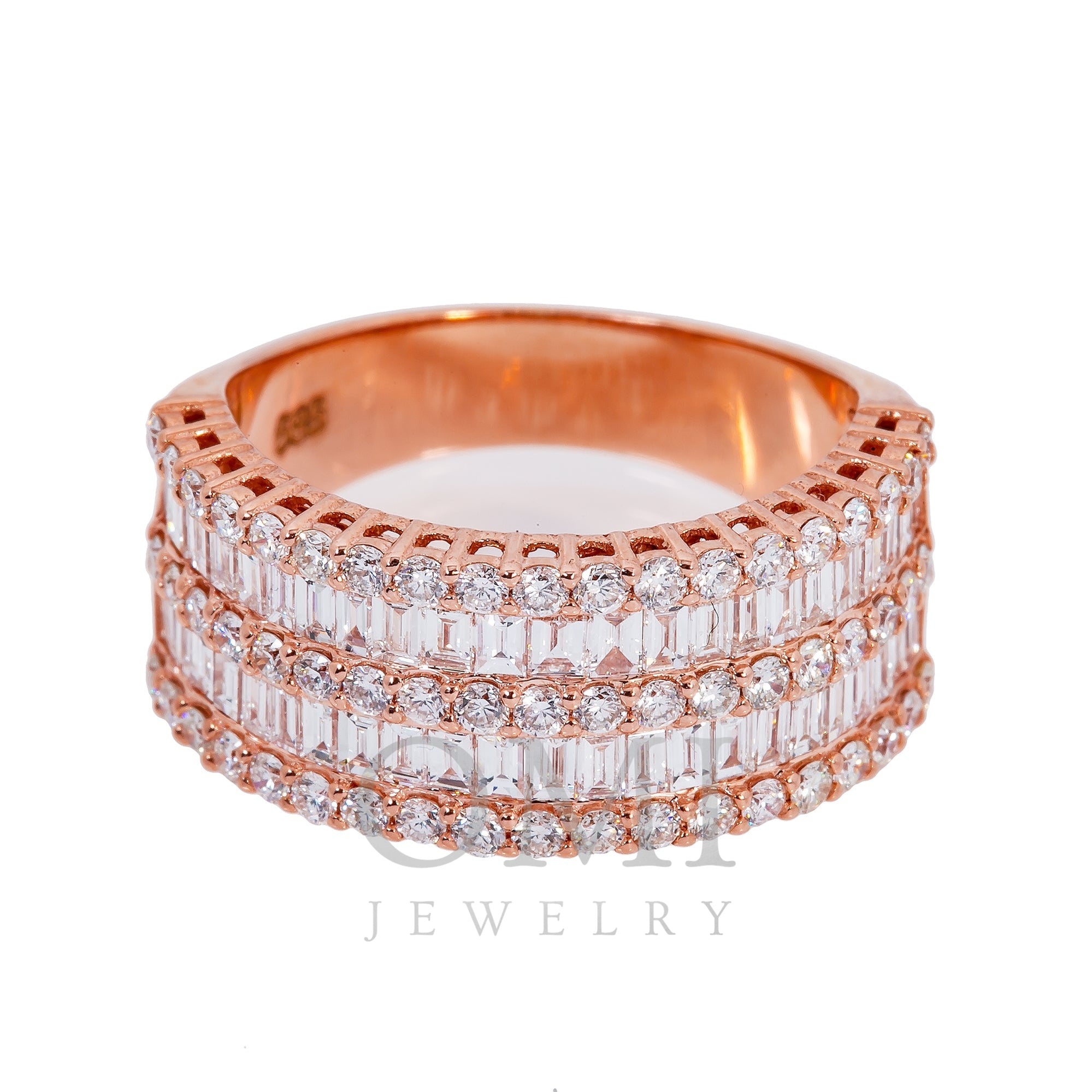 Ladies 14K Rose Gold Fancy Baguette Diamond Ring With 1.6ct Diamonds ...
