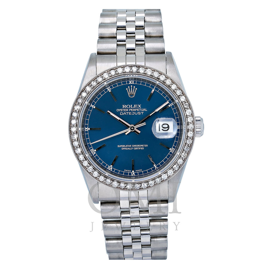 Rolex Datejust Blue Dial With CT Diamonds - OMI Jewelry