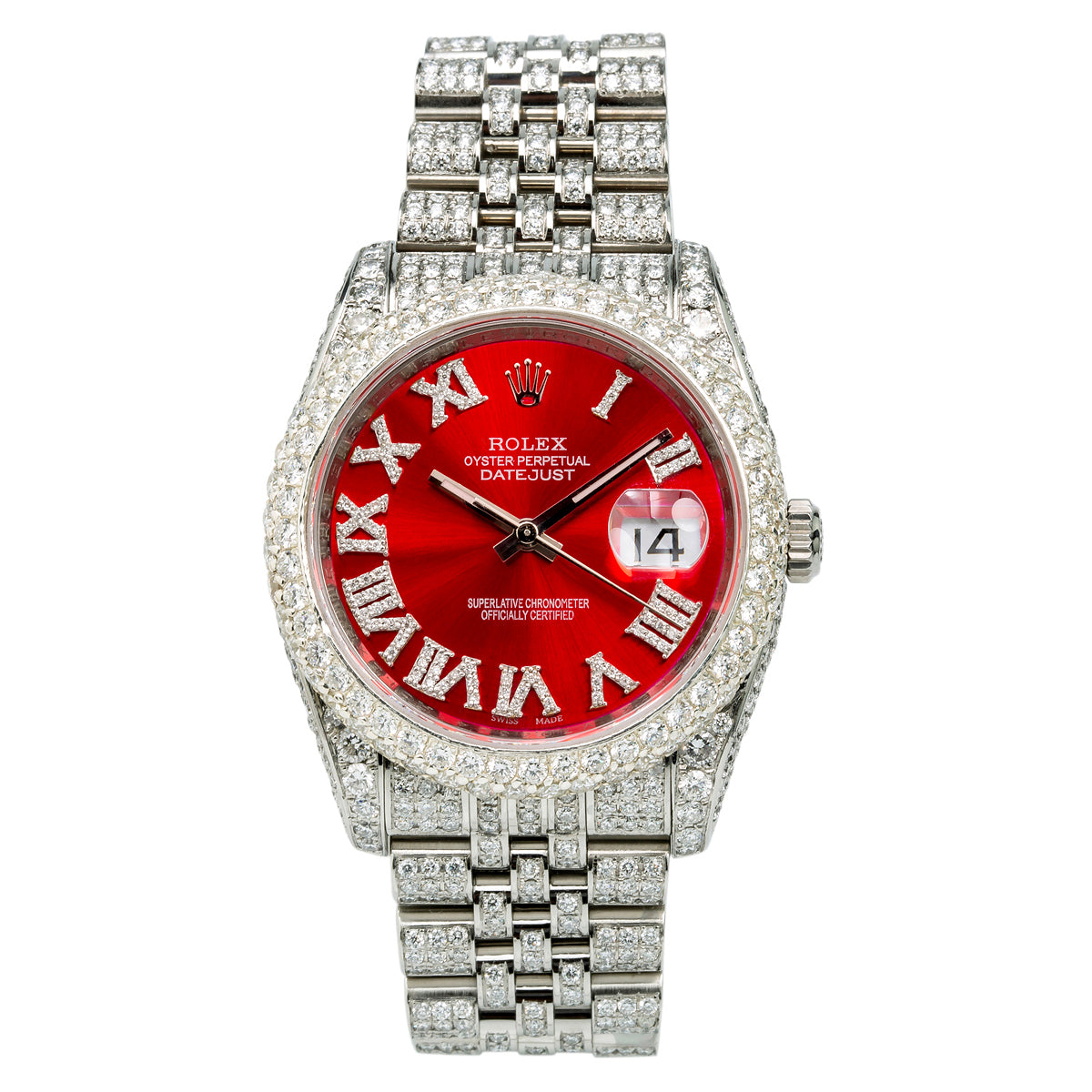 rolex red face with diamonds