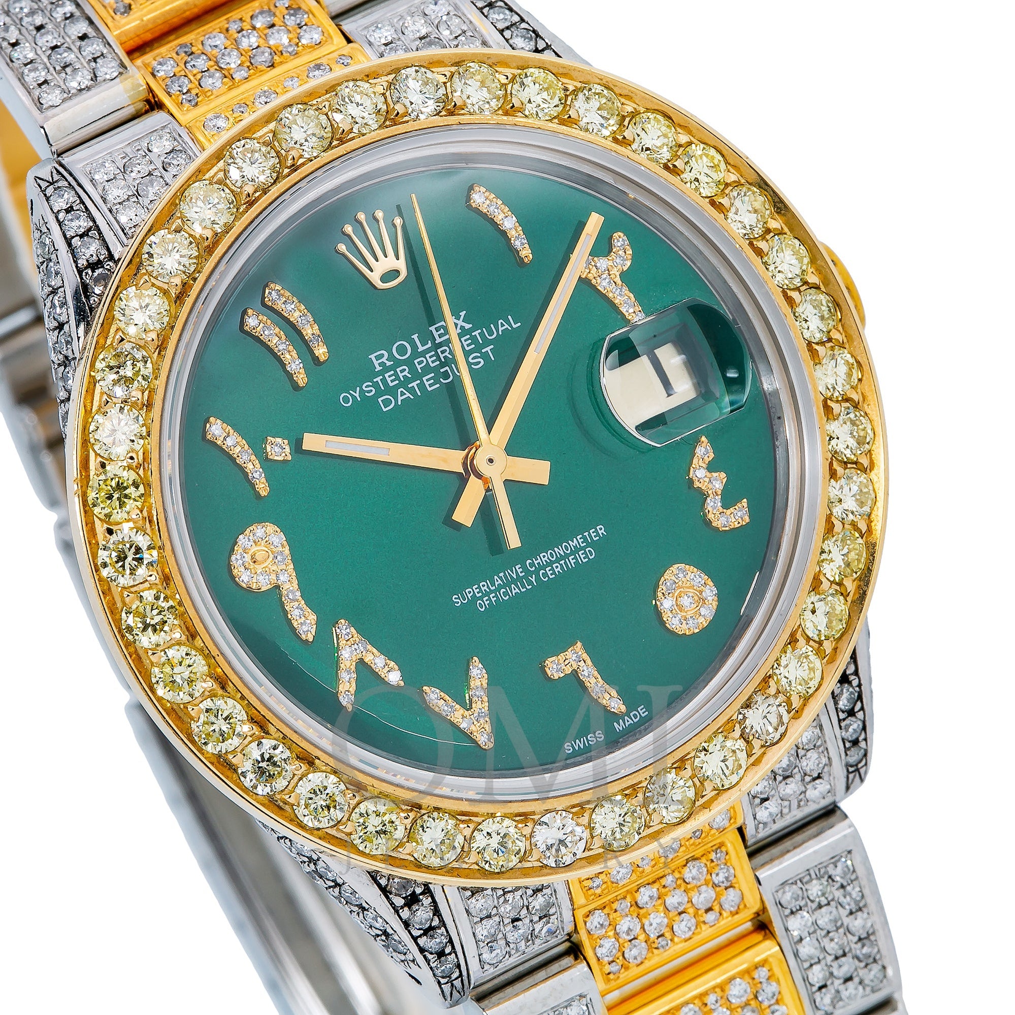 Rolex DateJust 36MM Green Diamond Arabic Dial With Two Tone Diamond Oy ...