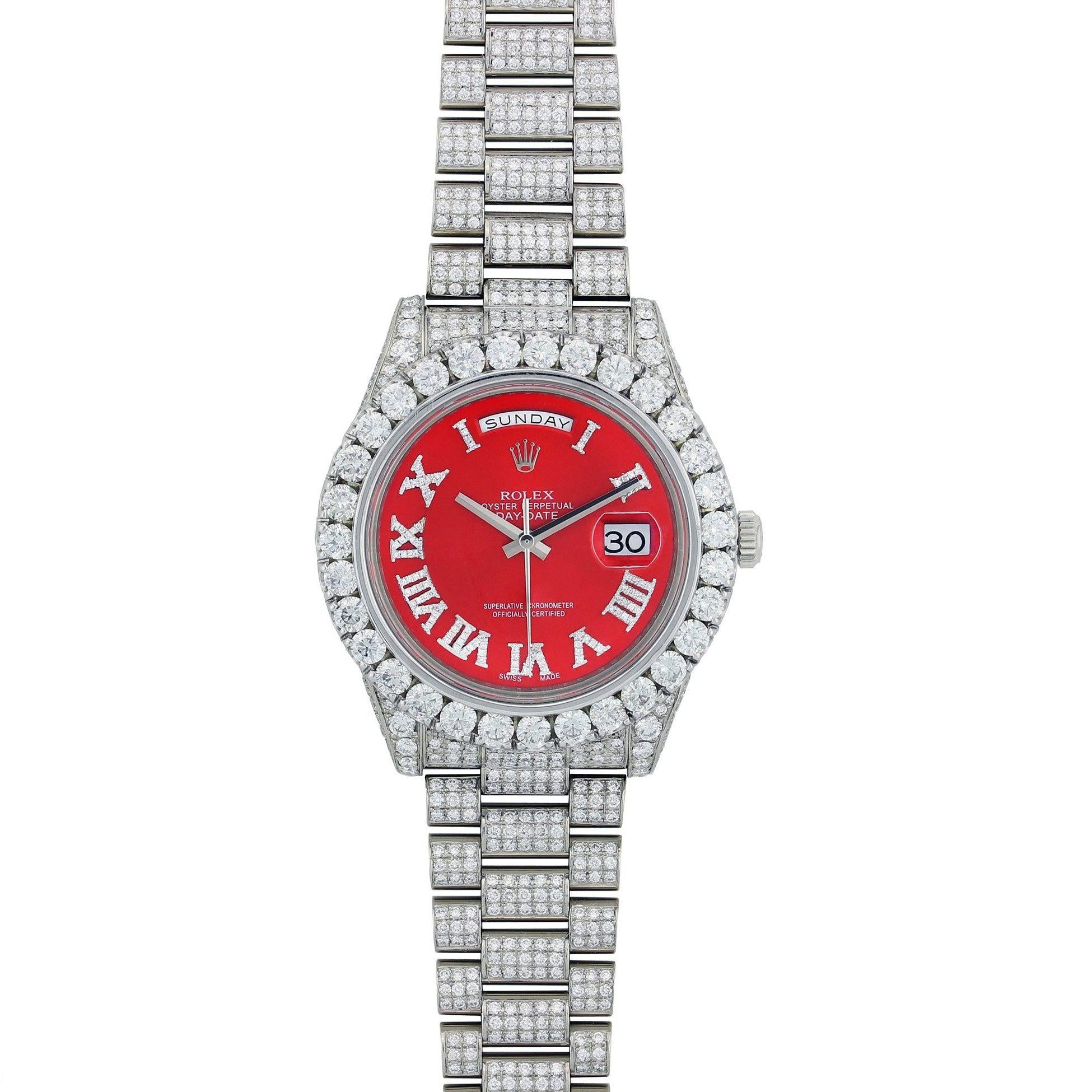 red face rolex with diamonds