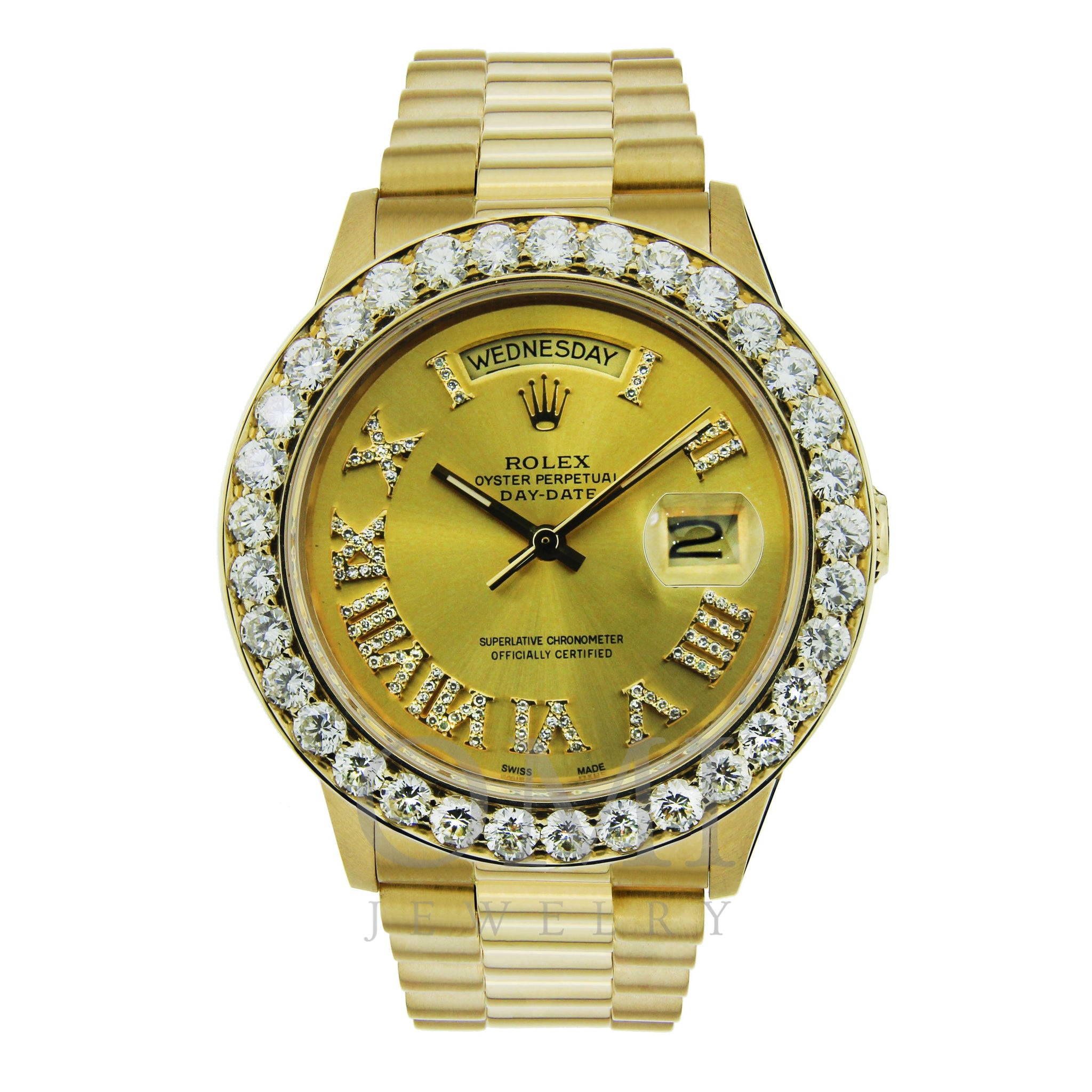 rolex day date 36mm yellow gold diamond bezel