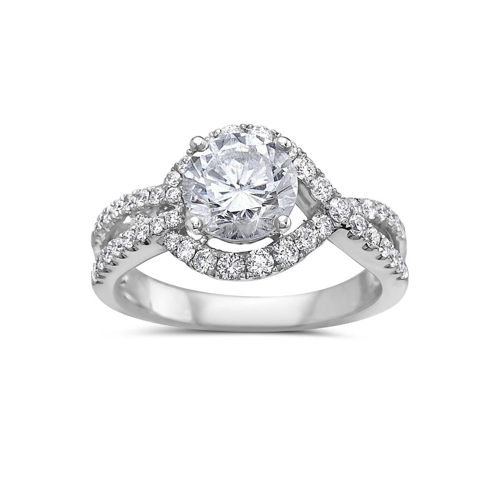 Ladies 18k White Gold Halo With 2.45 CT Engagement Ring - OMI Jewelry