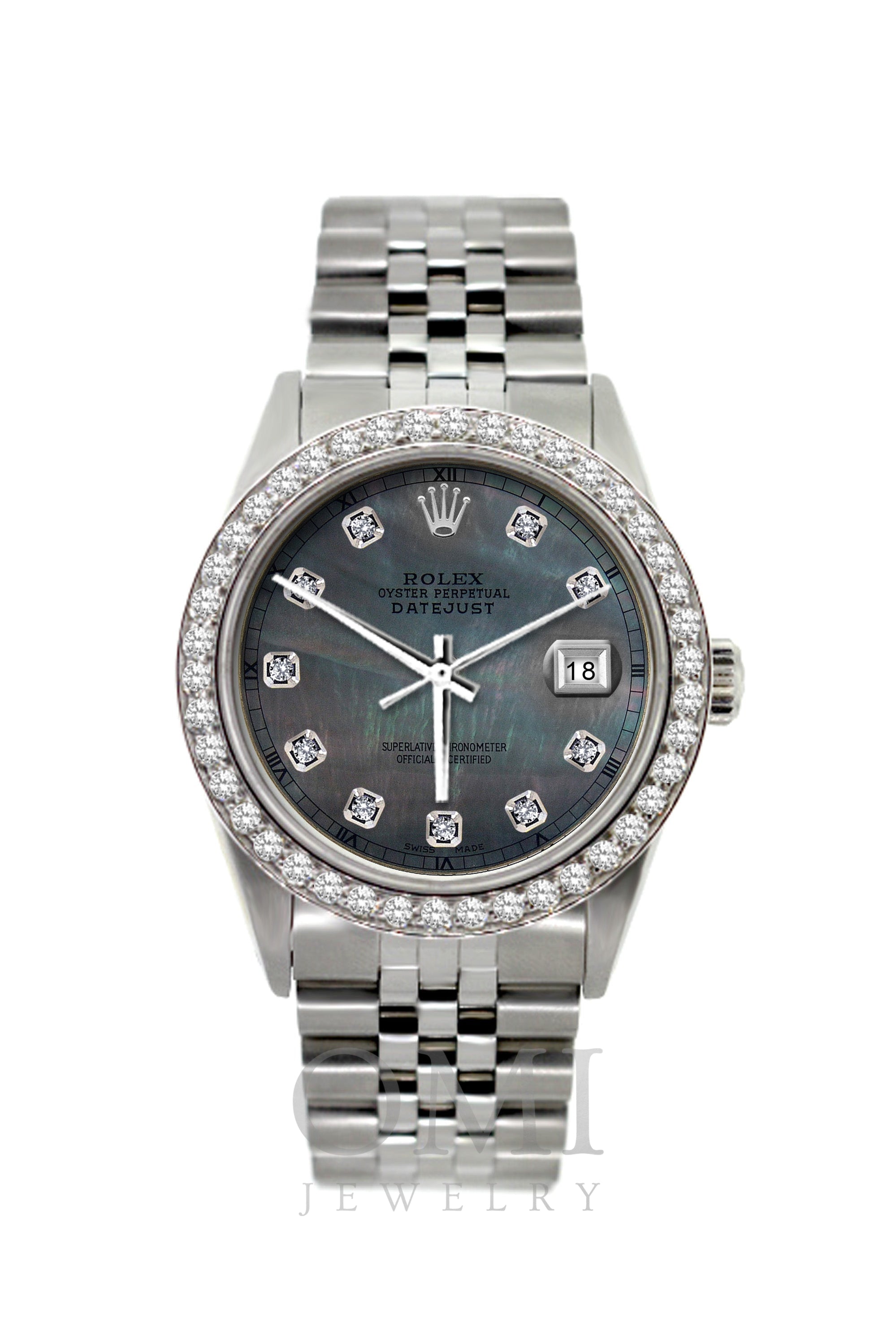 rolex datejust 36 black mother of pearl