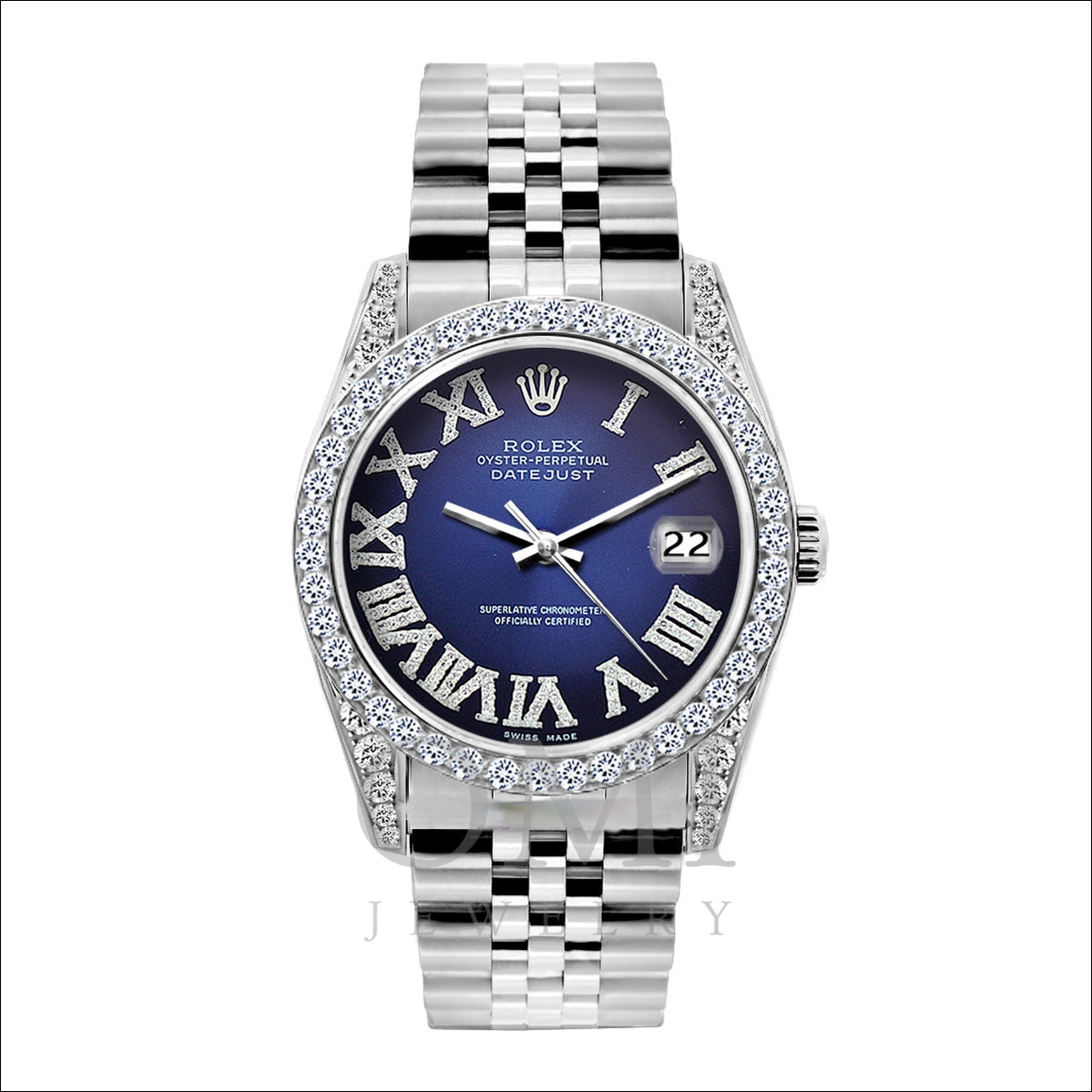 rolex datejust stainless steel blue dial
