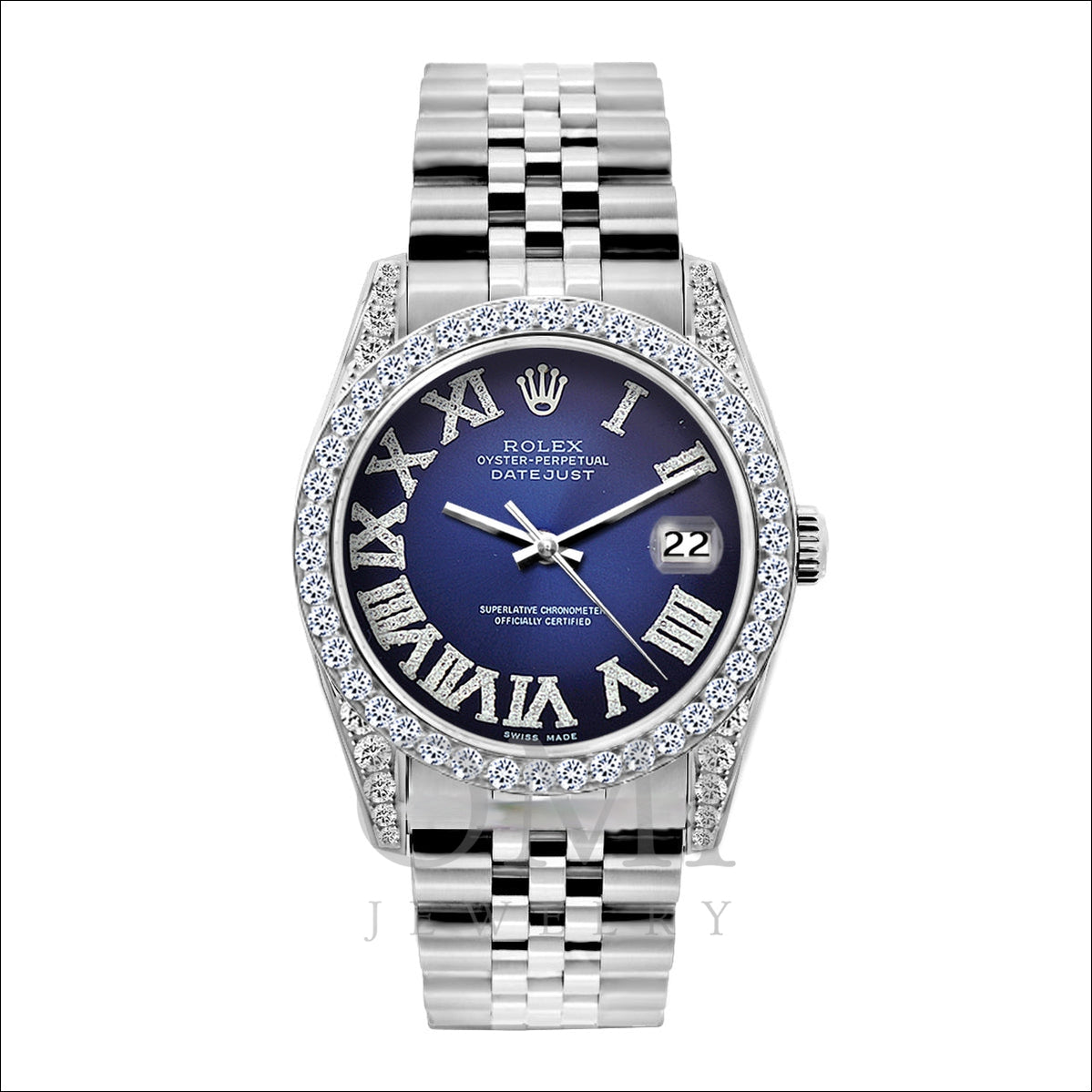 rolex datejust 36 blue dial roman numerals