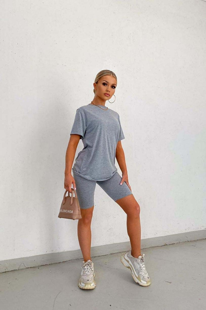 grey cycling short set