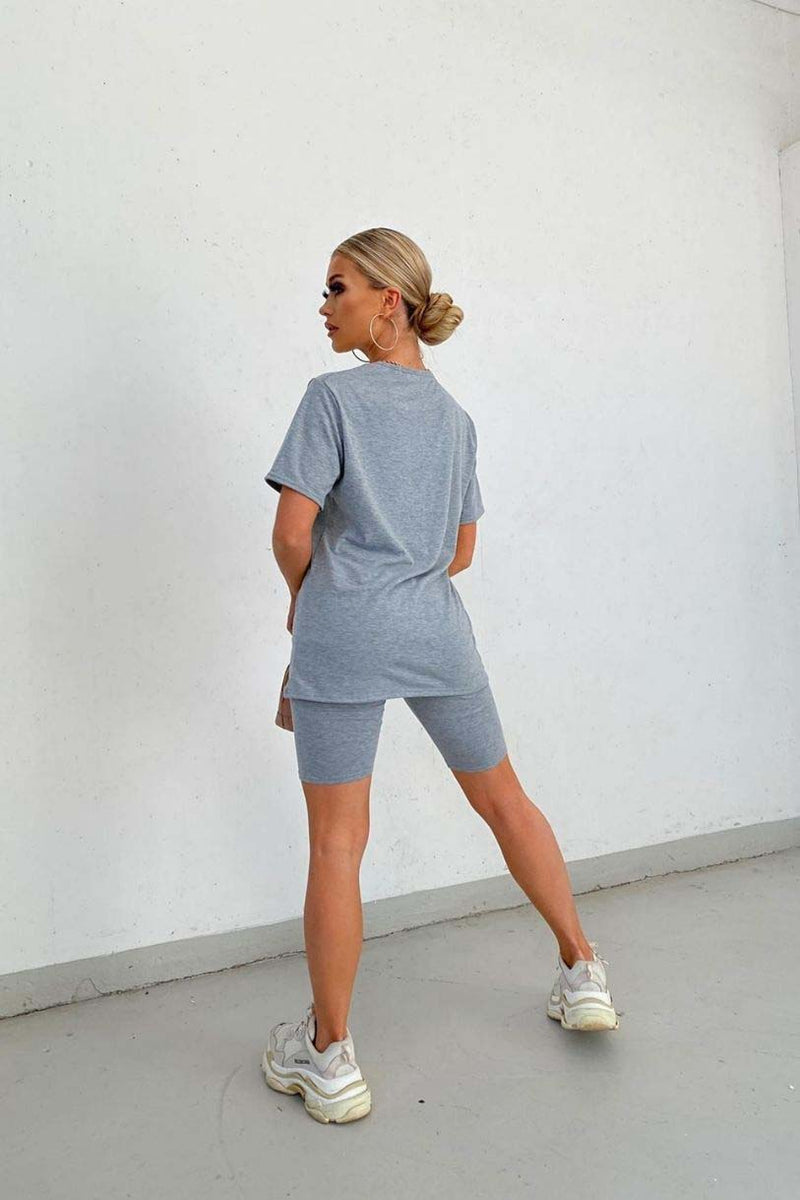 grey cycling short set