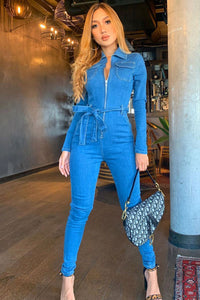 parisian denim jumpsuit