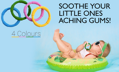 baby teether rings with baby on sun lounger