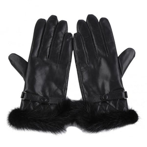 leather and fur gloves