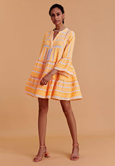 DEVOTION TWINS Ella Mini Dress | NEON ORANGE on OFF WHITE - Pasha Living