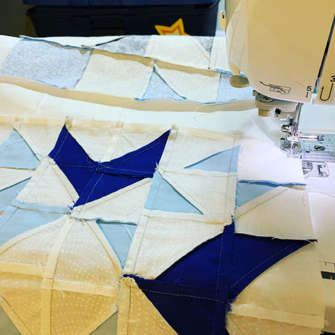 Sewing the rows together