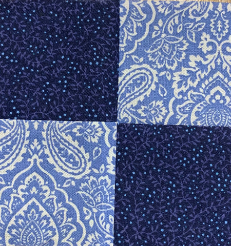 Four Patch Square with Light and Dark Blues