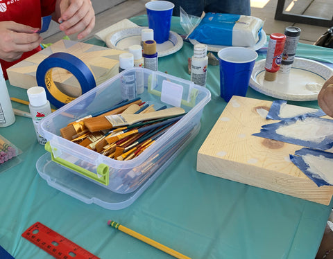 Painting on the Wooden Blocks