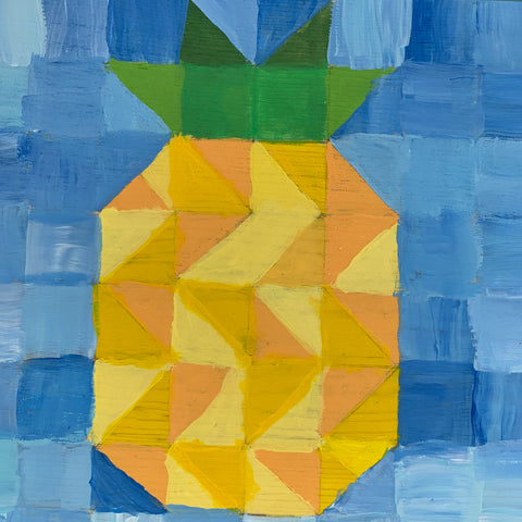 Fuzzy Pineapple Quilt block painting