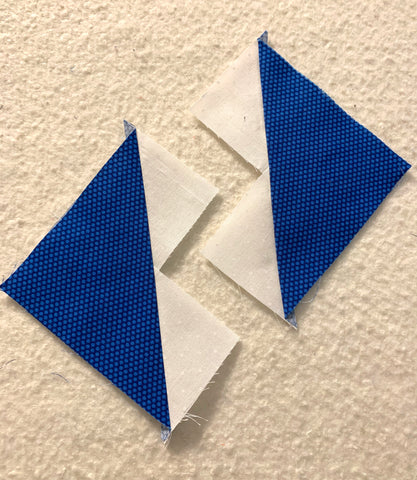 Triangles pressed open and ready for the next step