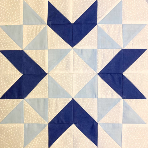 Wyoming Valley Quilt Block in blue and white