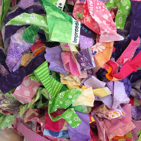 Pile of cut scraps in spring colors