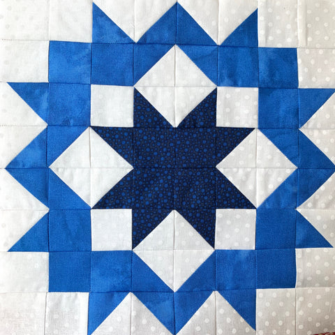 Black Diamond Quilt Block made in blue and white