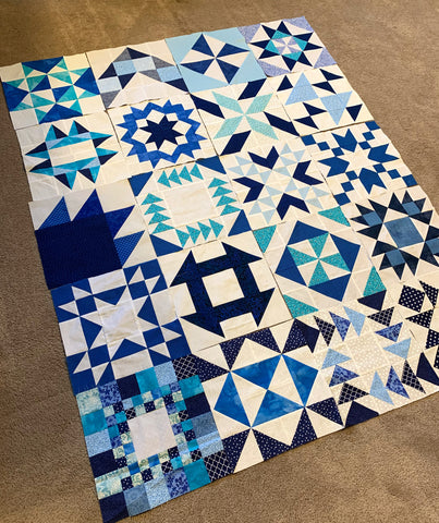 Twin size quilt top laid out
